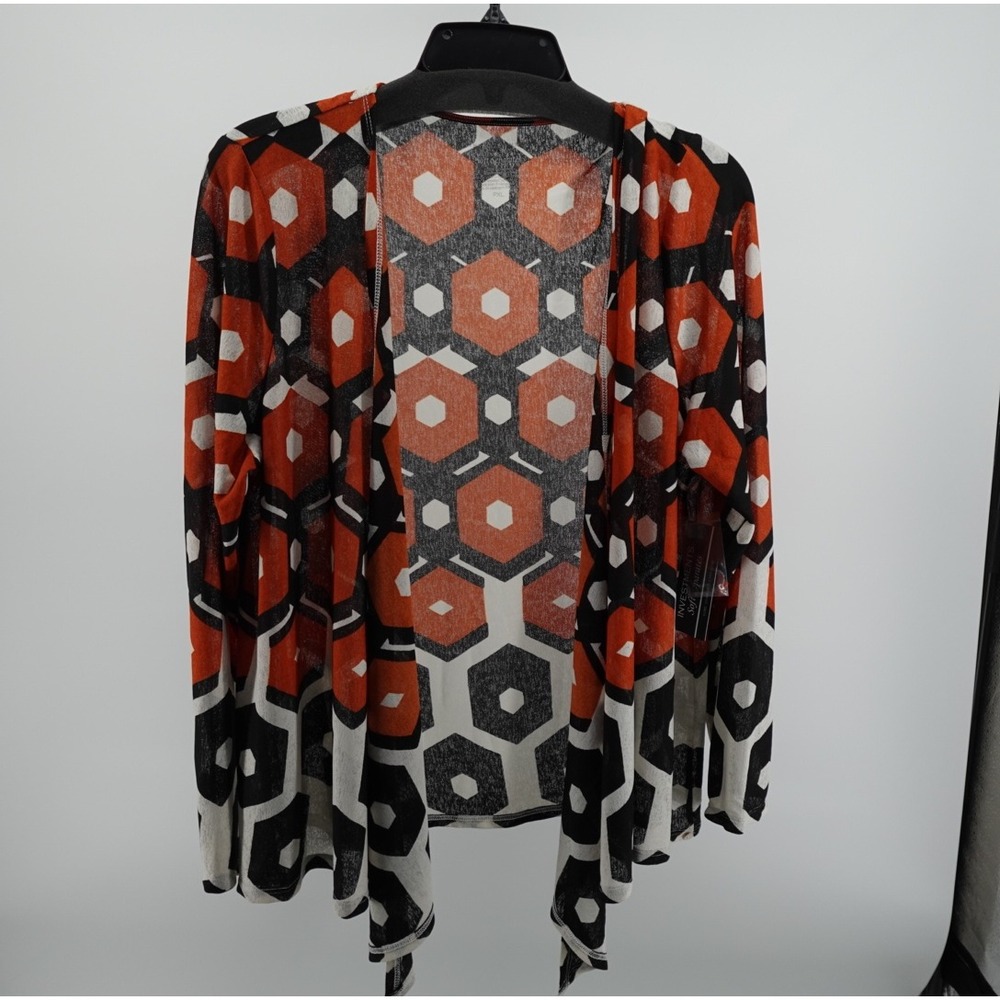 Investments Petites Soft Separates Geometric Honeycomb Cardigan Orange Black PXL